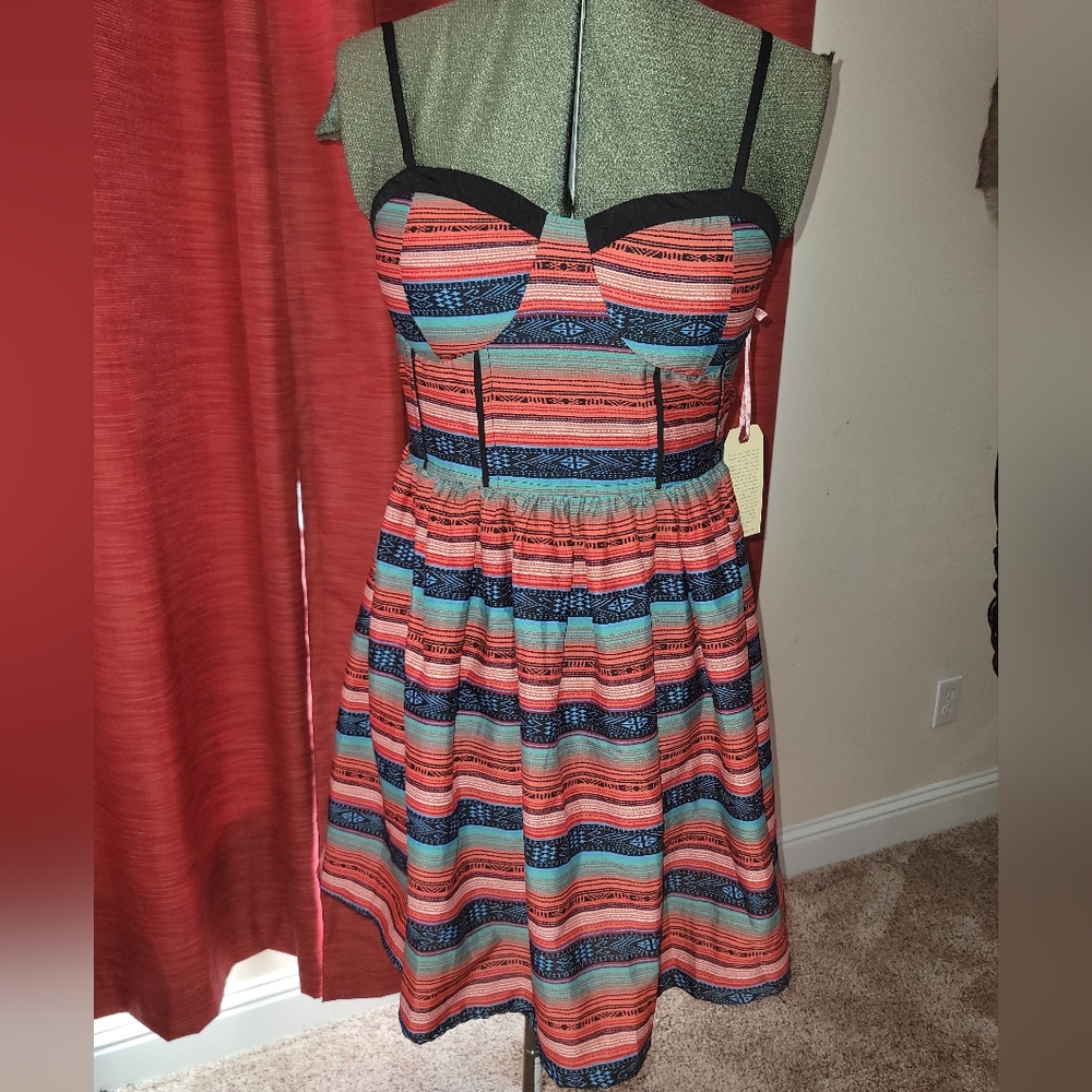 Band of Gypsies Multi Color Boho Striped Dress